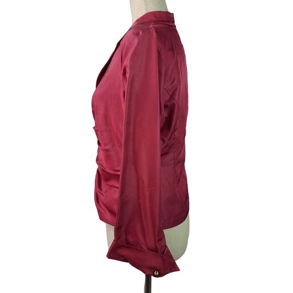 Talbots Pink Silk Ruched Long Sleeve Top Shirt 8 Petite - Picture 2 of 4